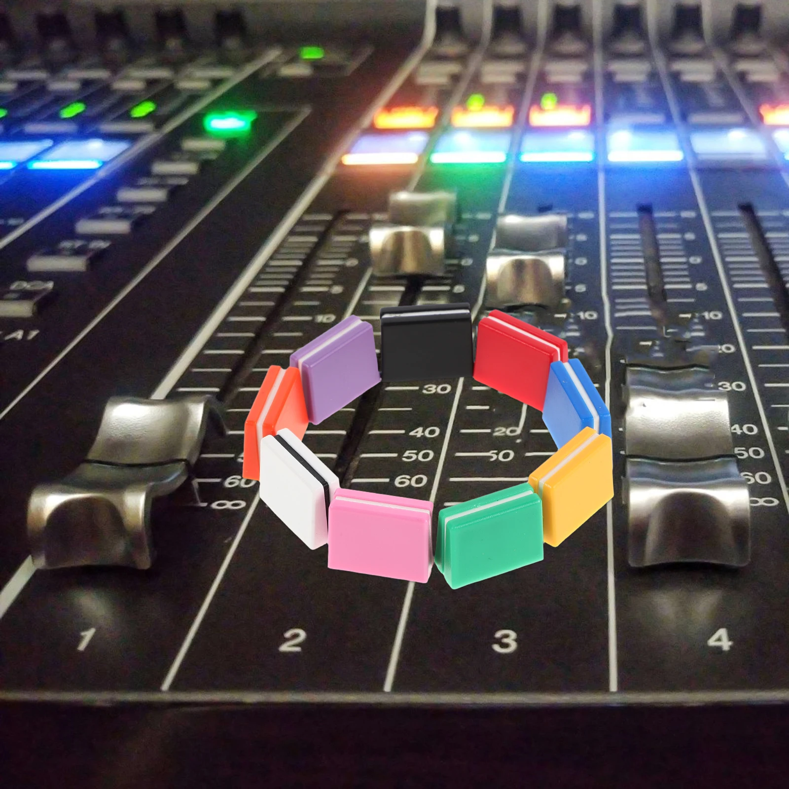 

18Pcs Multicolor 4mm Mixing Console Fader Knob Caps for Dj Control Surfaces Improved Grip Noise Reduction Fader Cap Set