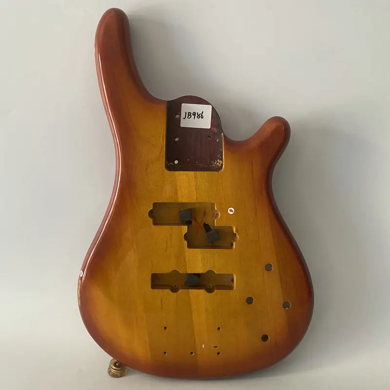 JB986 Semi Finishing Electric Bass Body with Active PJB Pickups in Solid Wood for 5 or 6 String Electric Bass Replace DIY