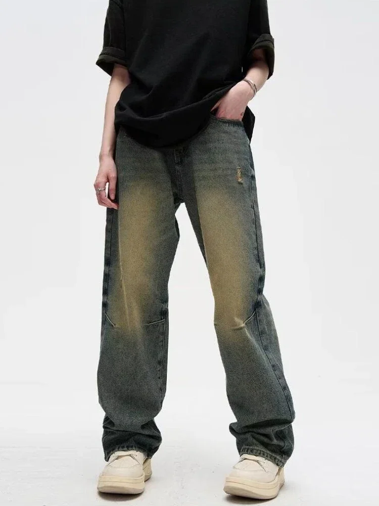 

Винтажные джинсы мужские High Street Washed Vibe стильные гранж американский стиль весенне-осенние брюки джинсовые 90-х годов отбеленные популярные мужские