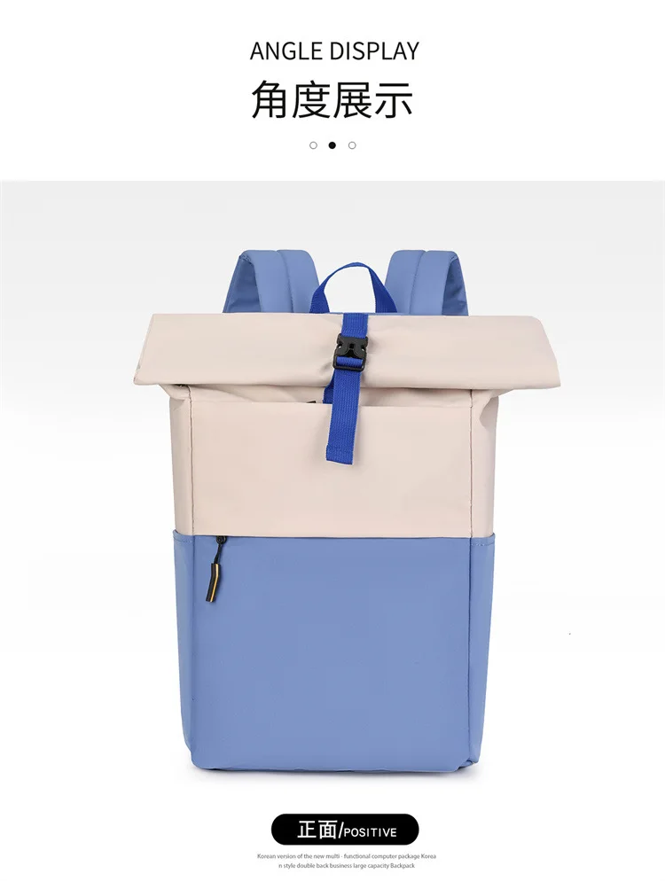 Roll Top Casual Backpack, Large Capacity Business Laptop Bag, Commute Work Backpack for Office & College Students