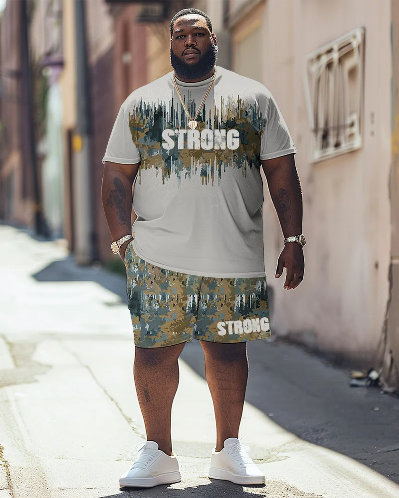 Biggmans L-9Xl T-Shirt Sets For Men's Clothing Camouflage Personalized Print Large Hip-Hop Casual Pants Big Plus Size Suit