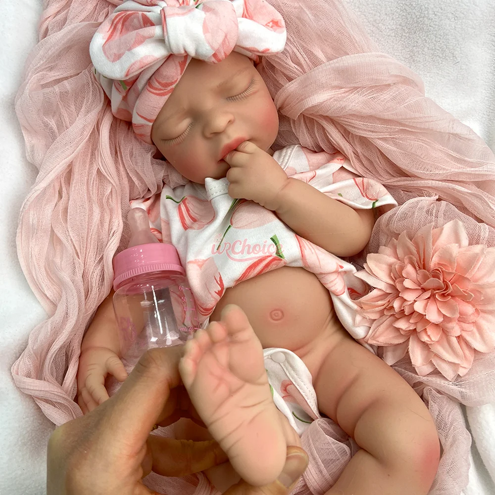 Open Mouth 17" Silicone Reborn Baby Doll Painted DIY Realistic Newborn Bebe Preemie Muñeca For Christmas Doll Collectors Toy