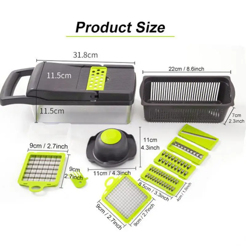 Vegetable Cutter Fruit Slicer Shredders Carrot Grater Chopper 7 In 1 Gadgets Slicer Peeler Drain Basket Kitchen Accessories Tool