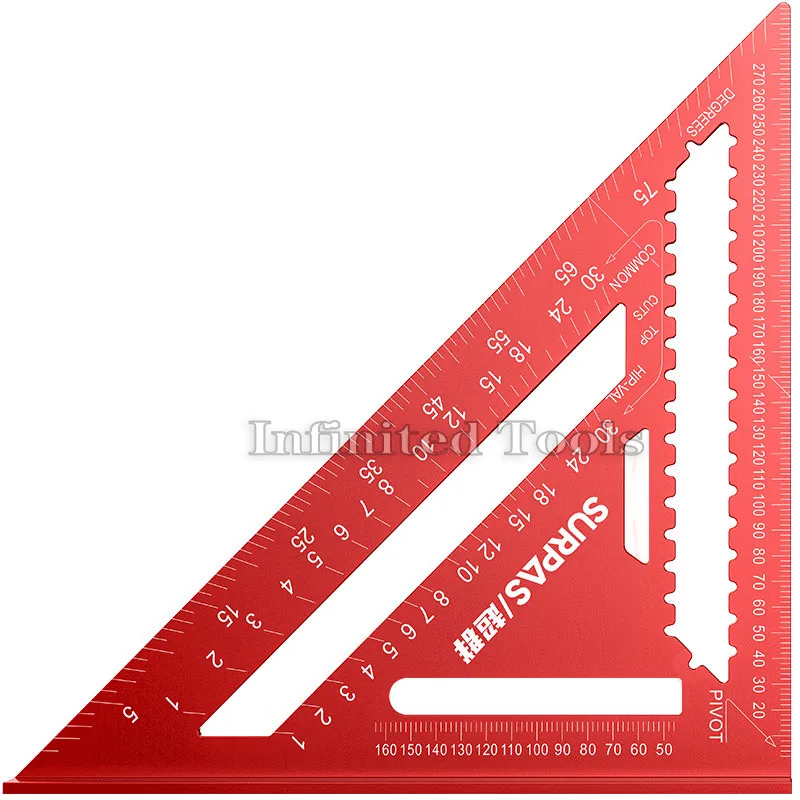 Medidores triangulares de aleación de aluminio para carpintería, herramientas de medición, regla angular de marcador de alta precisión, métrico, 185x185/305x305MM, 1 Uds.