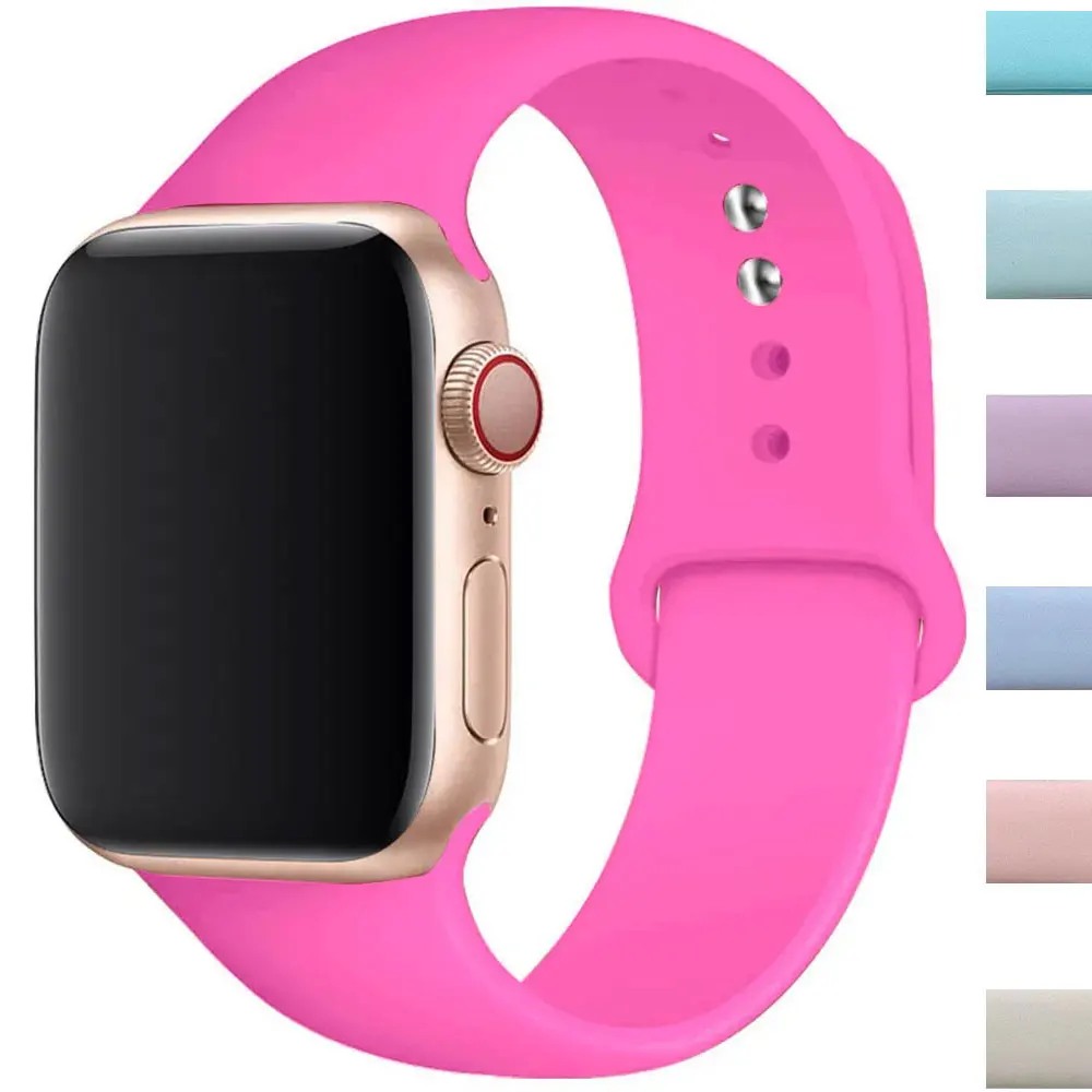 Sport Silicone For Apple Watch Ultra 2 Band 49mm 40mm 44mm 38mm Soft rubber Bracelet iWatch series 9 8 7 6 SE 5 41mm 45mm Strap