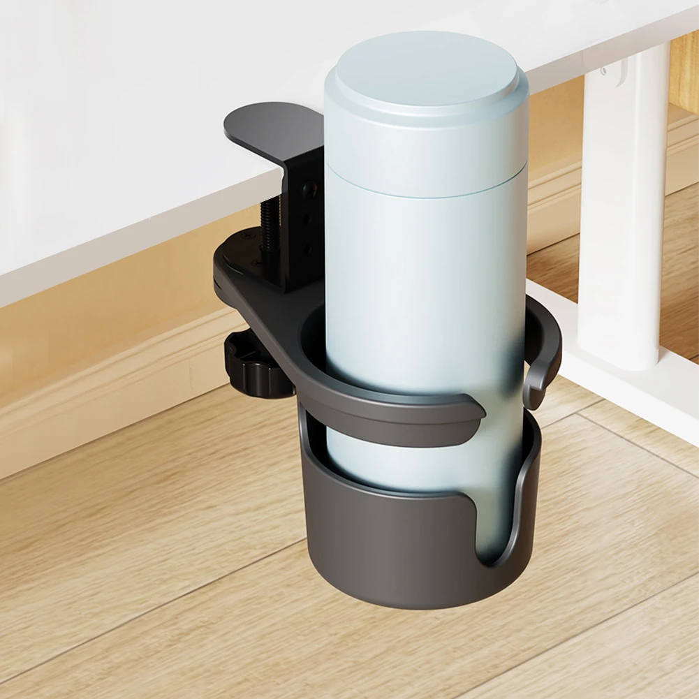 Suporte de copo de mesa rotativo sem perfuração universal ajustável atualizado braço braçadeira suporte para canecas de café garrafas de água garrafa isolada