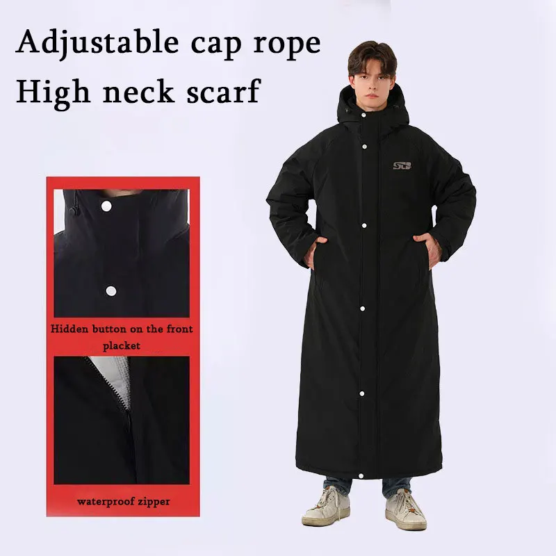 Winter Waterproof Windproof Ski Suit Thick Fleece Jumpsuit for Men Women, Cold Resistant Motorcycle Riding Suit