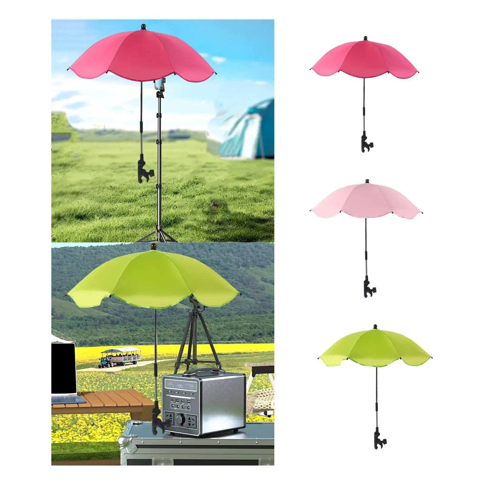 

Clip on Umbrella for Stroller Parasol Compact Beach Chair Umbrella Plant Shade for Outdoor Picnic Fishing Camping Garden