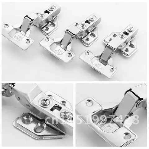 10/20Pcs Stainless Steel Hydraulic Cabinet Door Hinges Soft Close Damper Buffer Kitchen Cupboard Full Overlay Hinge