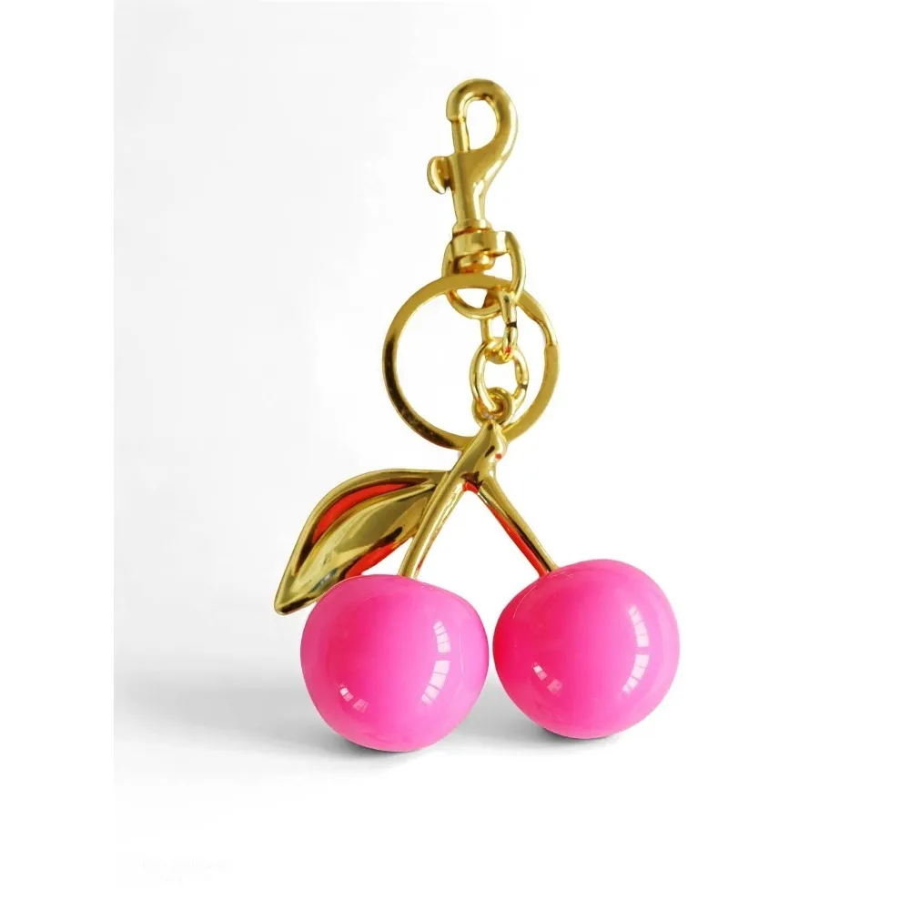 Mode Köstliche Rote Kirsche Schlüsselbund Sommer Früchte Kirschen Anhänger Schlüsselring Für Frauen Männer Schmuck Tasche Schlüssel Zubehör Geschenk