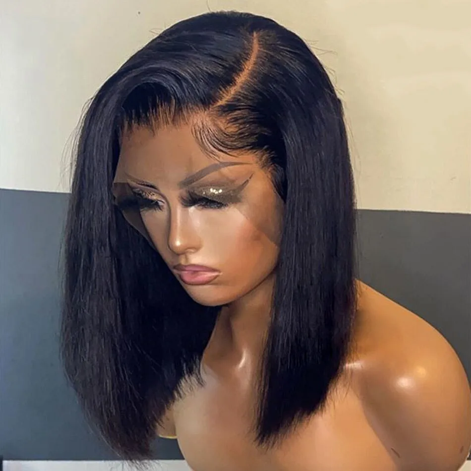 Brazilian Short Bob Human Hair Lace Front Human Hair Wig 4x4 Closure Wig Hd Transparent 13x4 13x6 Bone Straight Lace Frontal Wig