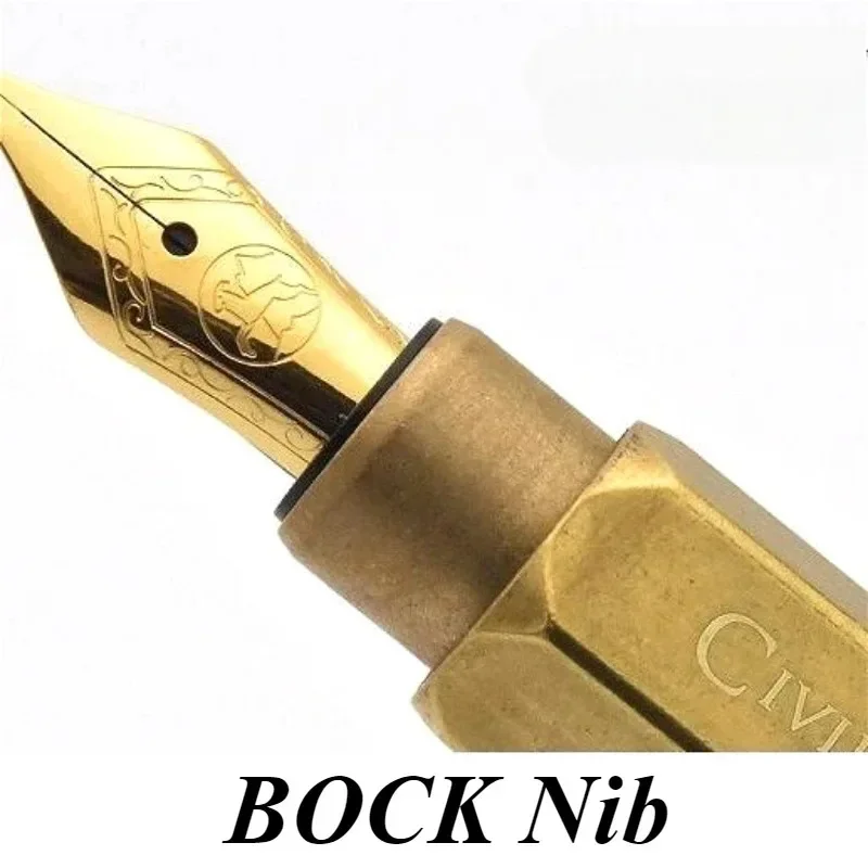 New New Iwi Vintage Handmade Brass Fountain Pen F 0.5mm Nib Germany Bock Gold Plated Nib Egypt Calligraphy Practice Office Ink P view 4