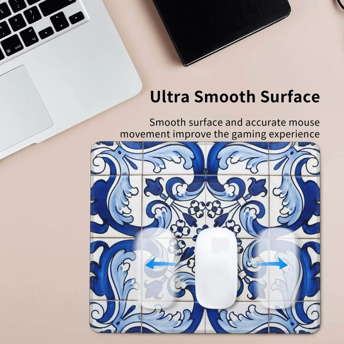 

Антикварный классический коврик для мыши Lisbon Blue Azulejo с цветочным узором, коврик для мыши, компьютерная клавиатура, игровой коврик для ноутбука, настольный коврик, настольные коврики