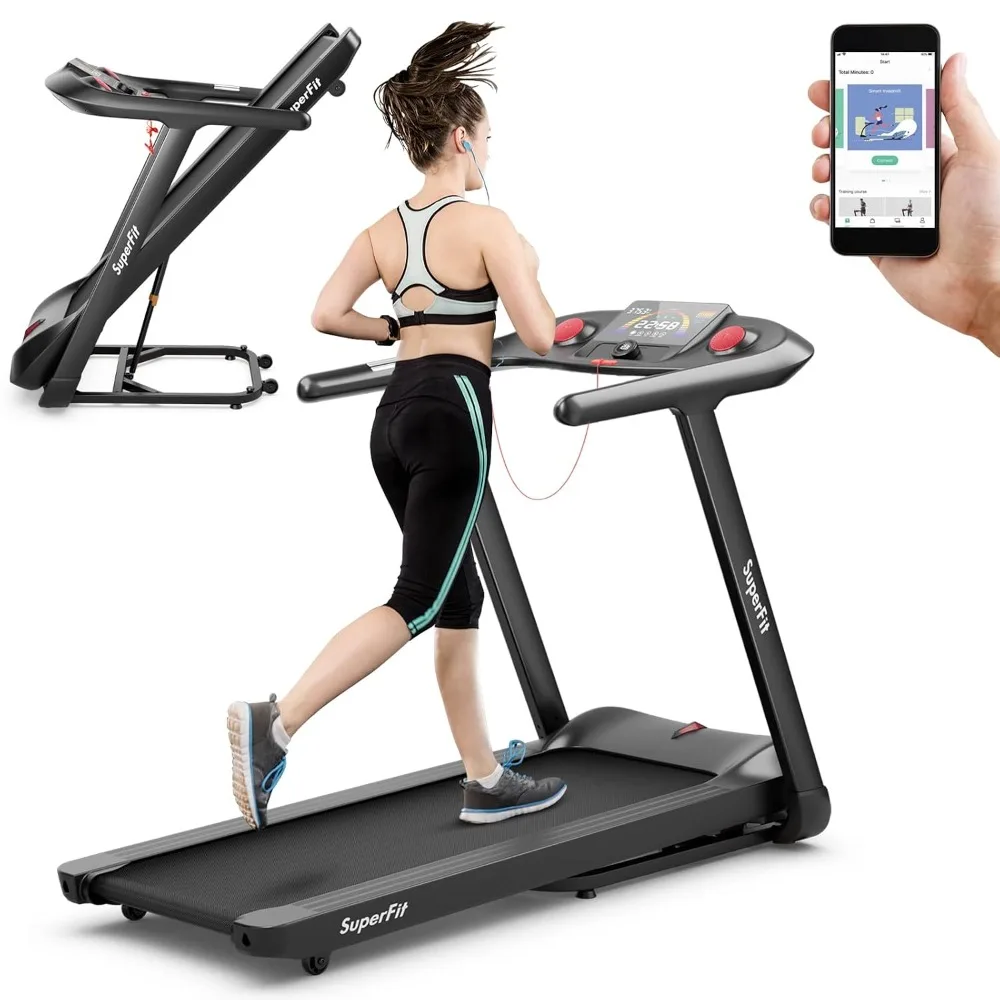 Folding Treadmill 15% Auto Incline Electric Running Machine APP Control 20 Programs LED Screen Home Office, Custom