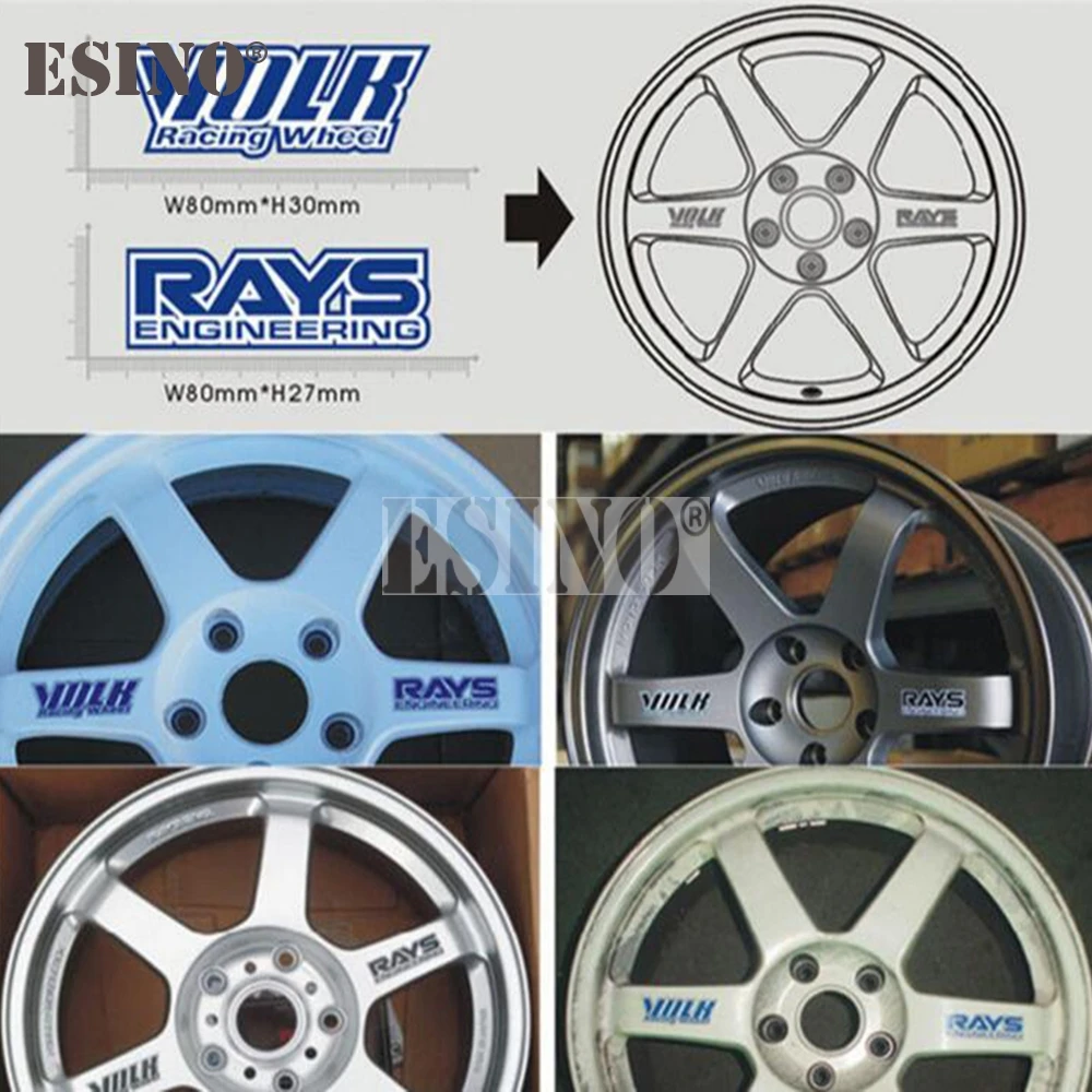 Car Styling Volk Racing Classical Wheel Rim Decorative Vinyl Creative Sticker Decal Set for RAYS Volk Racing TE37 TE37 SL TE37C