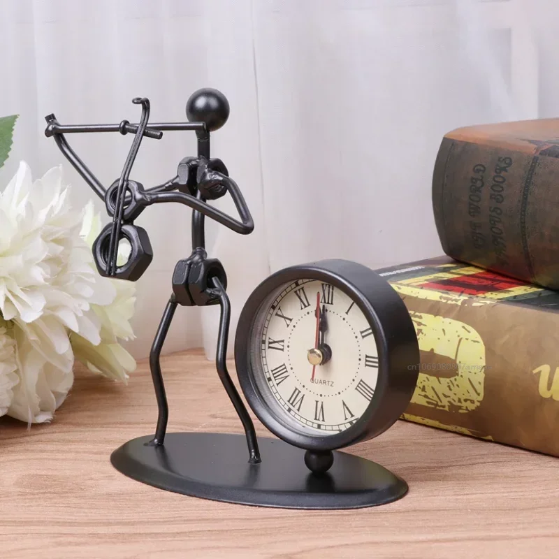 8types European Antique Iron Table Desk Alarm Clock with Musical Instrument Gadget 벽시계 Decoration Craft Gift Desktop Ornaments