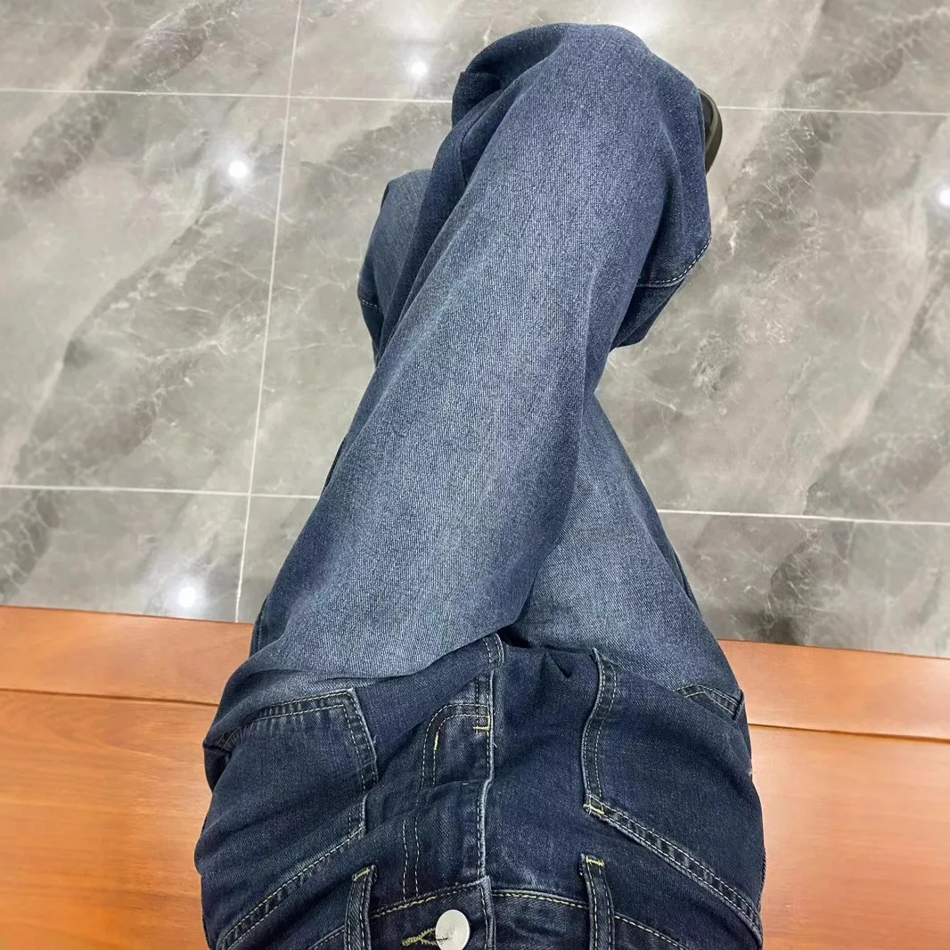

American Style High Waist Wide Leg Blue Jeans Women's Spring Autumn Loose Fit Straight Long Trousers Casual Fashion