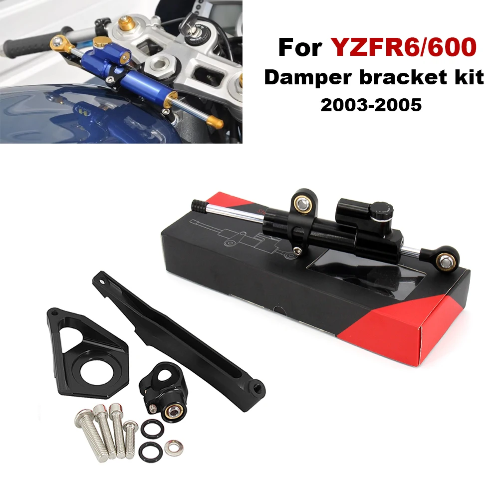 

New Motorcycle CNC steering damper shock absorber kit For YAMAHA YZF R6 YZF600 2003 2004 2005