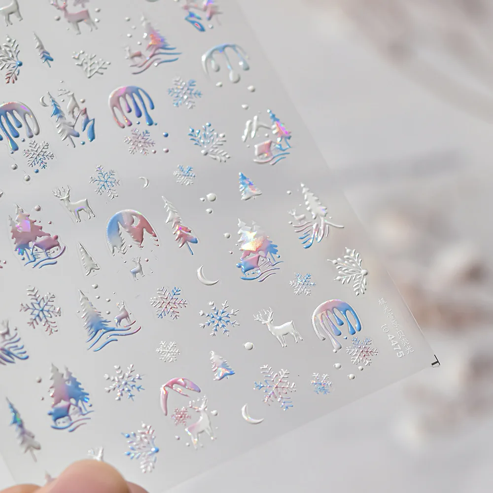 Aurora Snowfield Snowflake Elk albero di natale Nail Art Stickers disegni autoadesivo decorazione invernale decalcomania T-4475