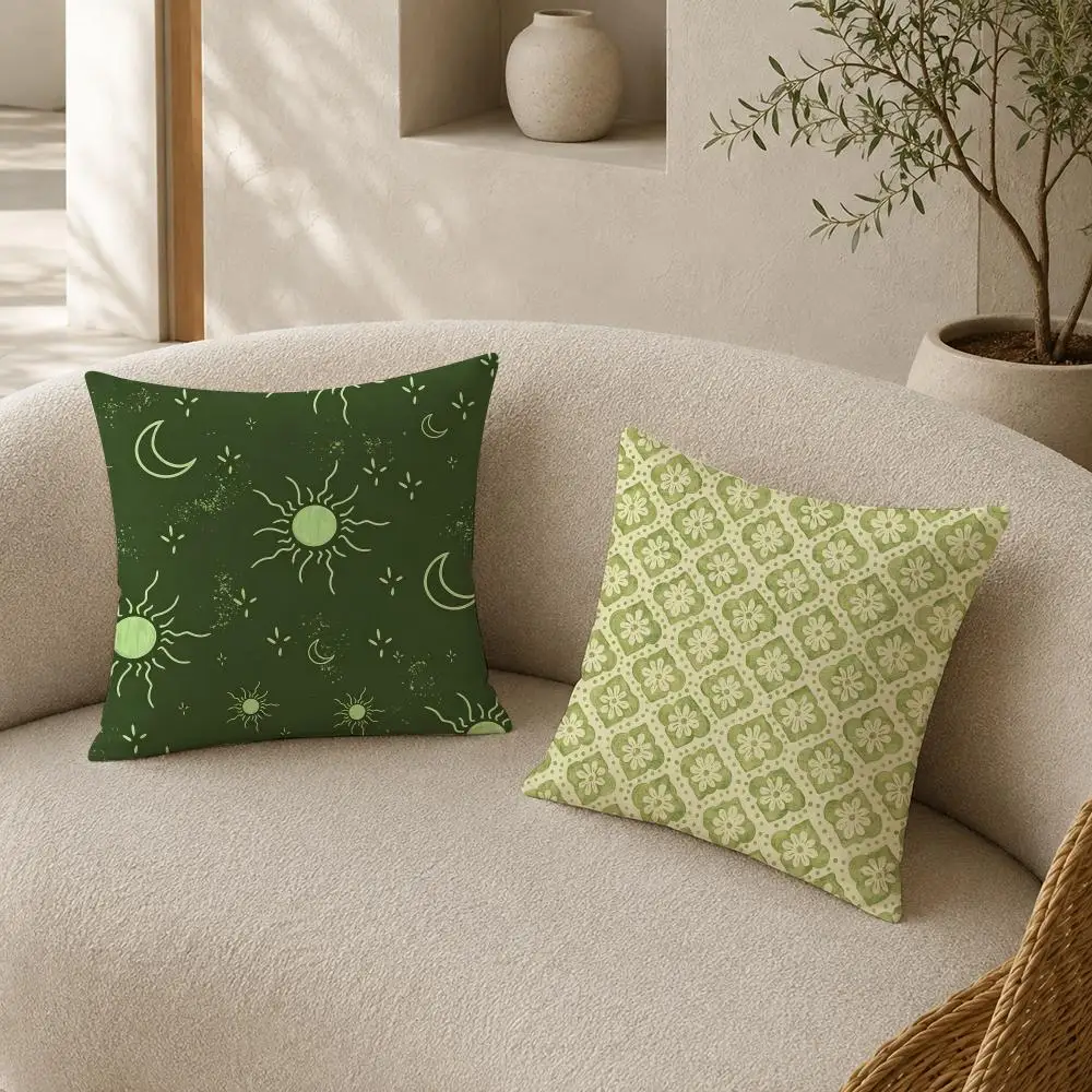 Bohemia Green Cushion Cover Pillow Case plush Double-sided Print Square Covers Sofa Home Cushion