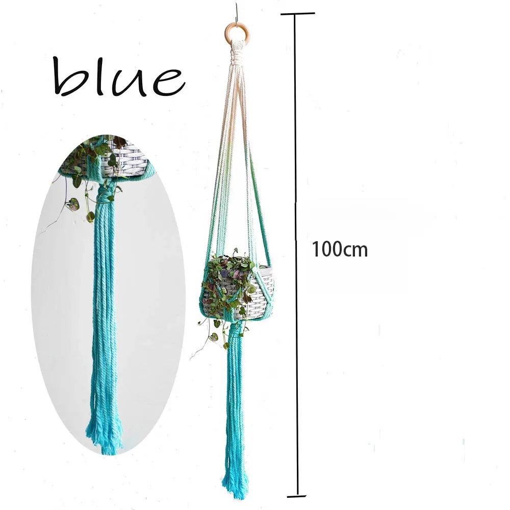 Gradient color Macrame indoor colorful hanger for plant Macrame plant pot holder