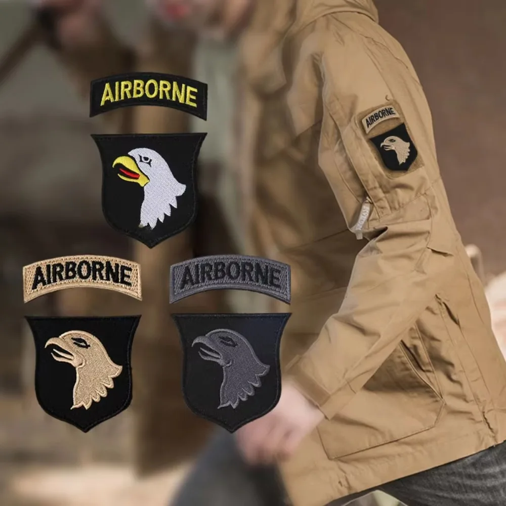 2 قطعة/المجموعة الولايات المتحدة 101st قسم المحمولة جوا شارة المطرزة هوك وحلقة التصحيح التصحيح التكتيكي