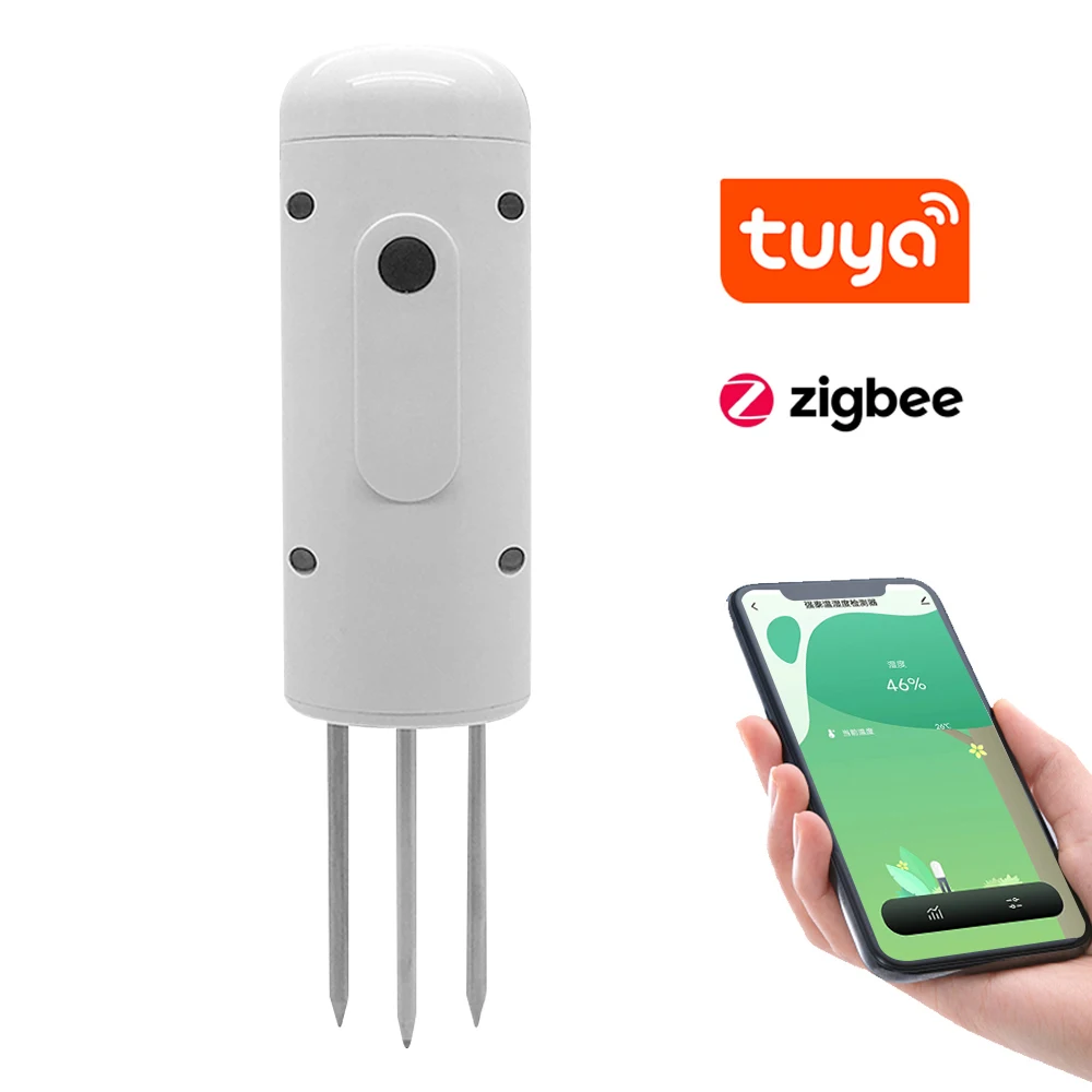 Tuya Zigbee-medidor de humedad del suelo inalámbrico, probador inteligente de temperatura y humedad, Monitor en tiempo Real con aplicación para