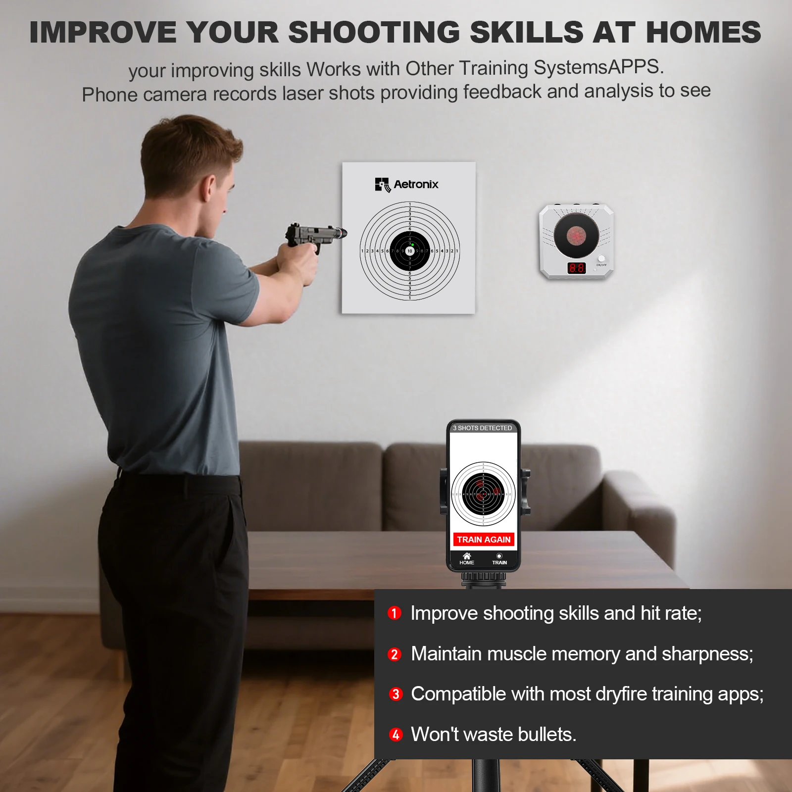 

Игрушечное оборудование для лазерного тренера 2-в-1 6,5 мм, высокоточная статическая калибровка и функция блокировки целей