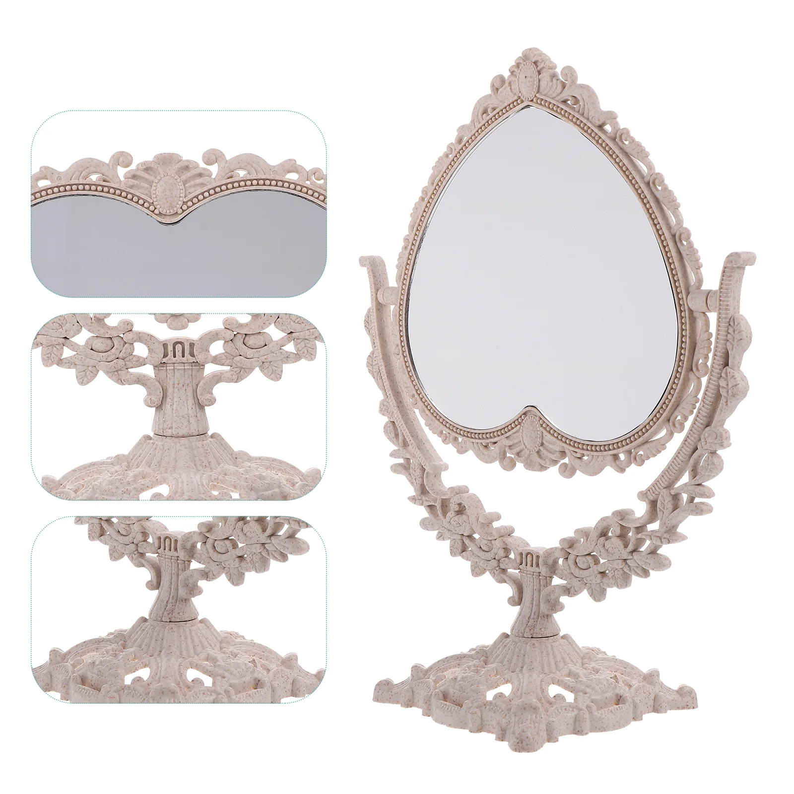 1Pcs Retro Style Makeup Mirror Desktop Standing Glass Clear Mirror Women Home Use Makeup Tool Women Supply