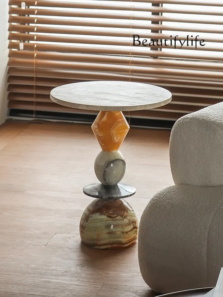 

Vb Marble Art Edge Several Designer Travertine Round Table Light Luxury Villa Large Flat Floor Living Room Home