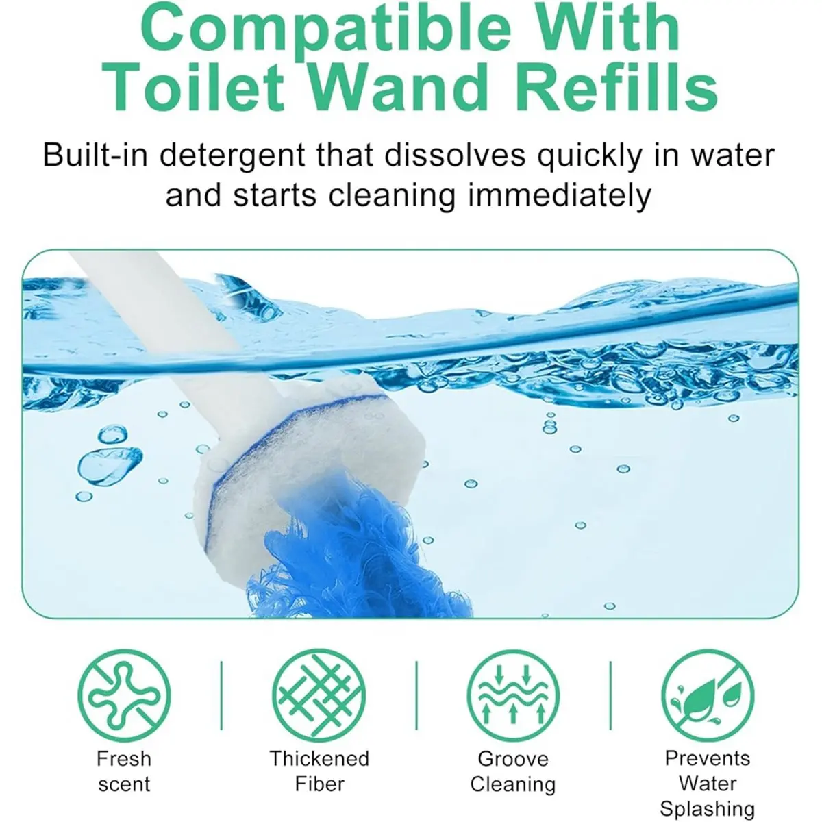 【AT48】 NEW 100 Count Refills for , Disposable Toilet Brush Fiber Bowl Cleaner Brush for Closestool Cleaning