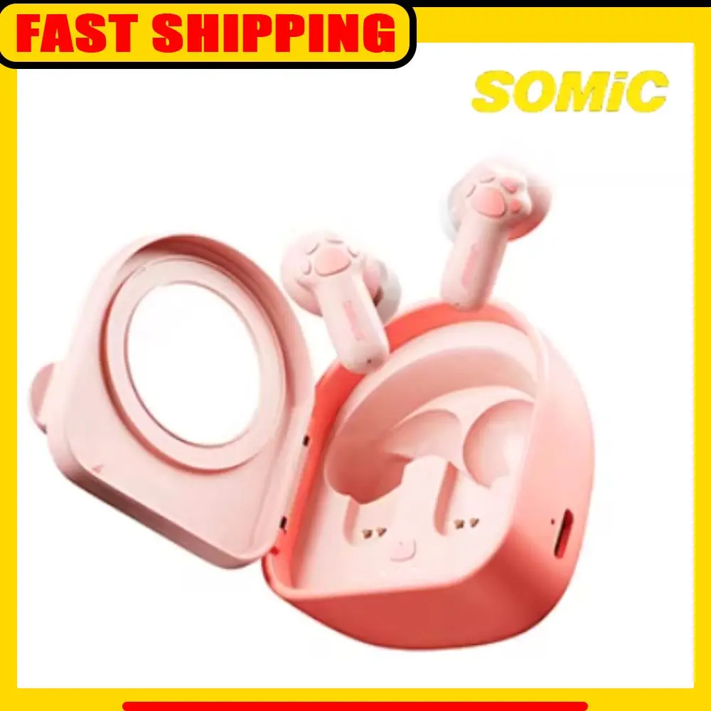 

Somic C10 Bluetooth наушники розовый милый кошачий коготь беспроводные наушники TWS музыкальные наушники Bluetooth гарнитура Kawaii Cat наушники