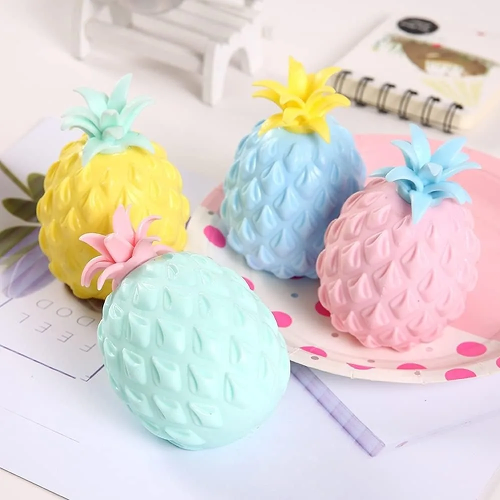 Squishy Fruit Toys Squeeze Vent Ball Pineapple-Shaped Hand Wrist Fidget Toy for Children Adults Stress Relief Vent Squeeze Toys