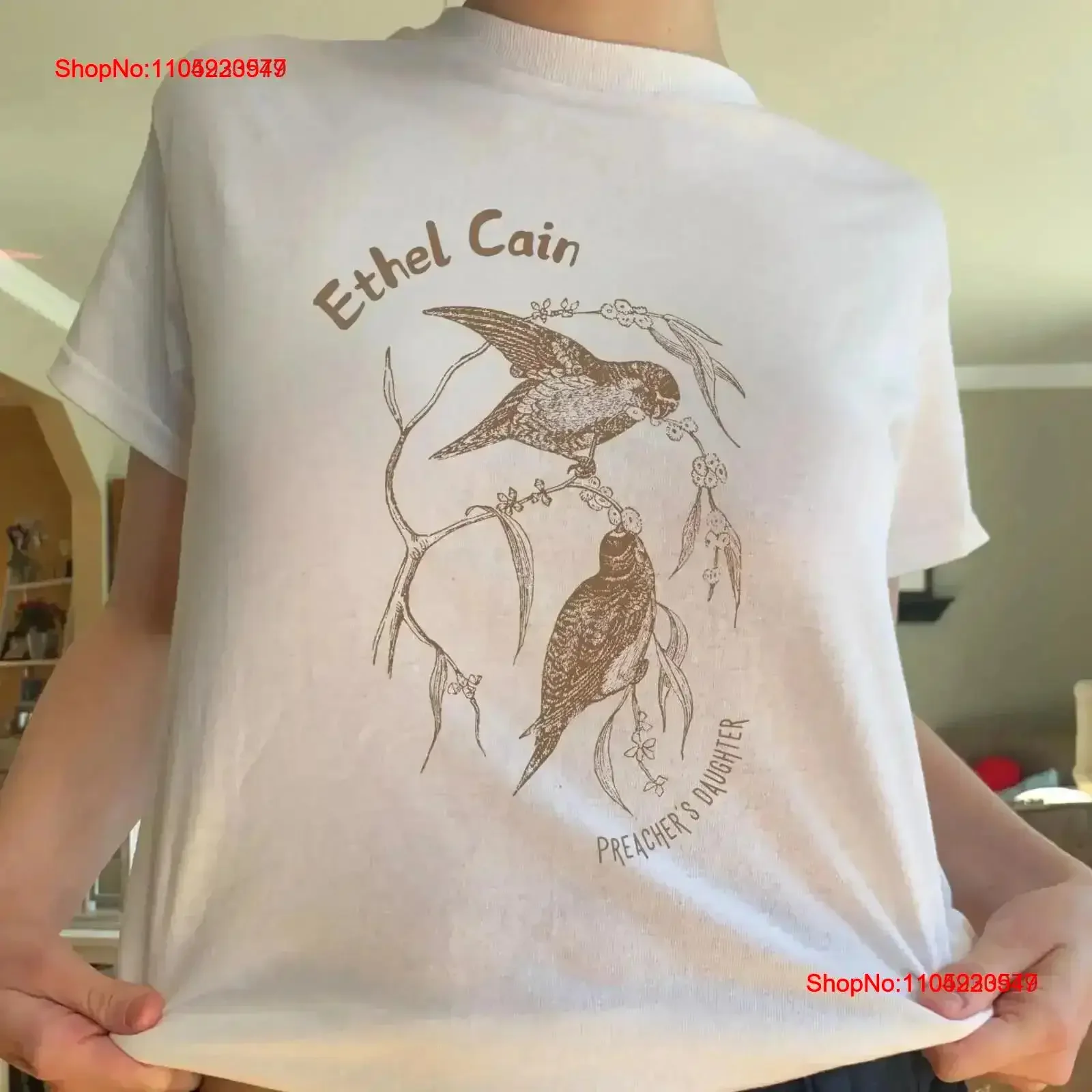 Ethel Cain camiseta hija del predicador banda Vintage Merch Indie dibujo lineal minimalista algodón pesado lavado elegante vintage