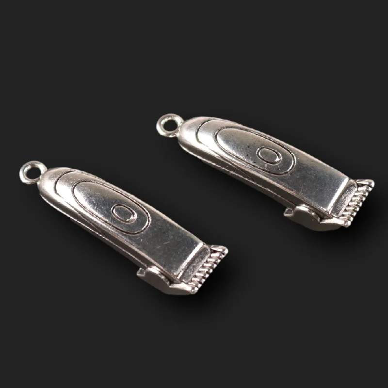 2pcs Silver Plated Retro 3D Electric Shaver Hair Clipper Pendant DIY Charms For Necklace Earrings Jewelry Crafts Making 12*48mm