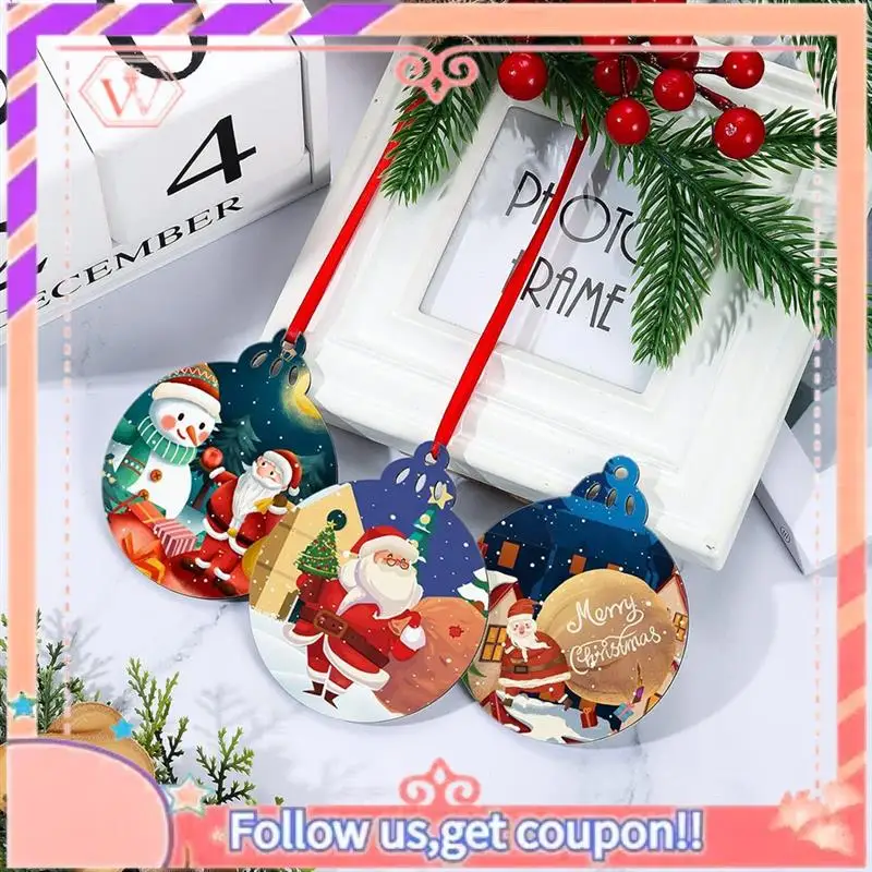 AT84-12PCS Adornos en blanco de sublimación Espacios en blanco personalizados de MDF de doble cara para decoración del día de Navidad y el día de Halloween