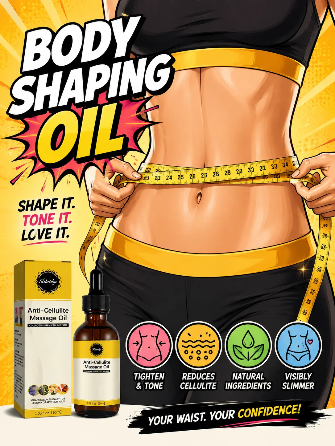 Slim Body Massage Essential Oil for Waist Legs Arms Abdomen Firming and Tightening Care