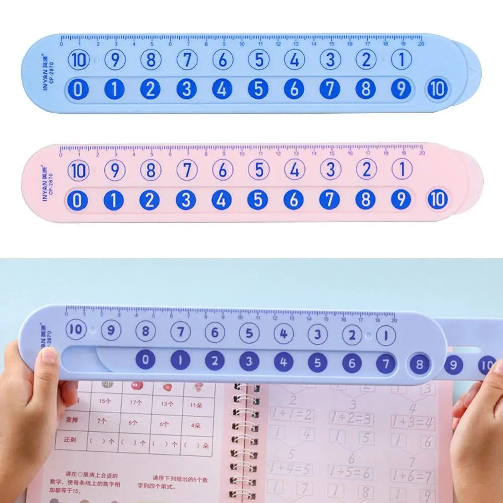 Plastic Math Decomposition Ruler Pink/Blue Within 20 Subtraction Ruler Teaching Demonstration Portable Addition Ruler