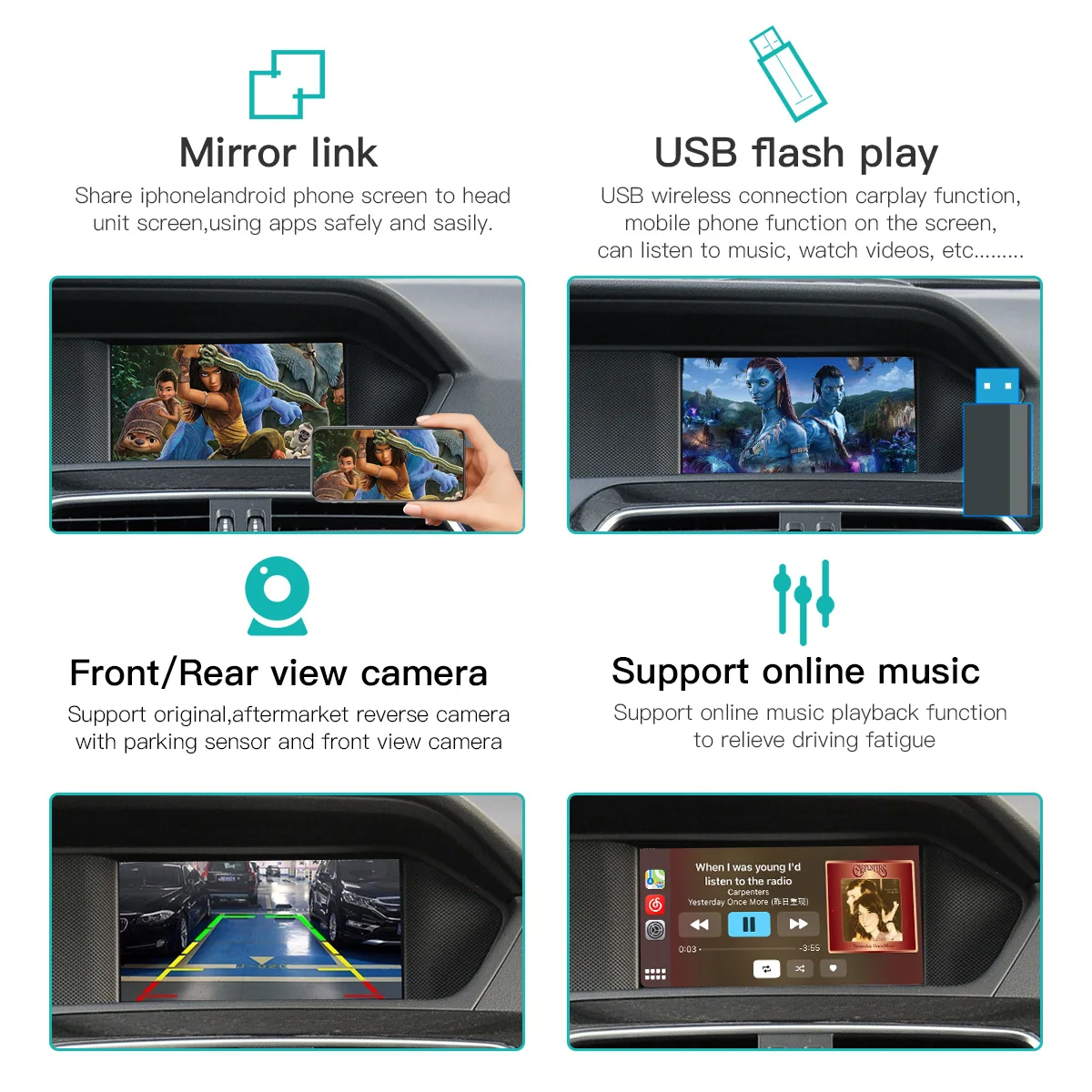 Android Auto CarPlay Upgrade Autoradio Voice Control USB Plug-n-Play For Mercedes Benz NTG4.0/4.5/5.0/5.5/6.0 W117 W246