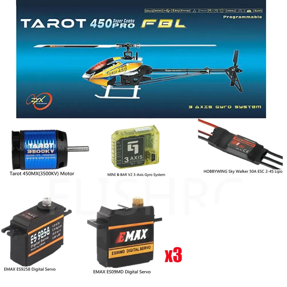 TAROT 450 Flybarless 6CH 3D KIT For Align 450 PRO FBL Hubschrauber