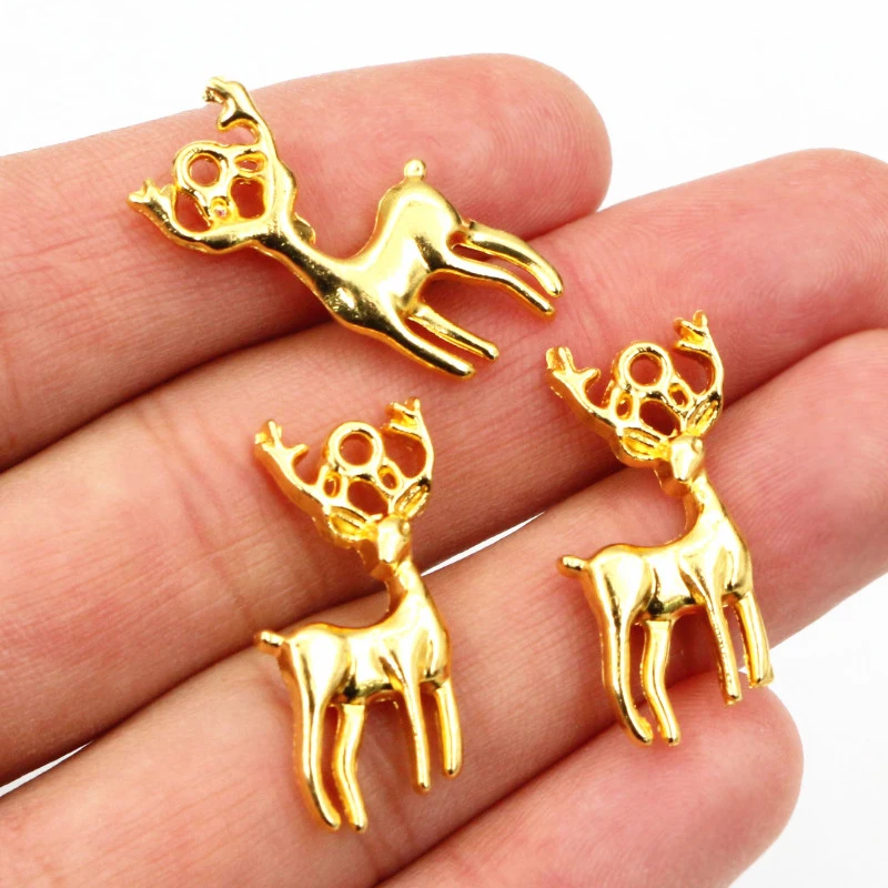 15pcs Charms Christmas Deer Sika 27x18mm Antique Bronze Silver Color Pendants Making DIY Handmade Tibetan Silver Color Jewelry