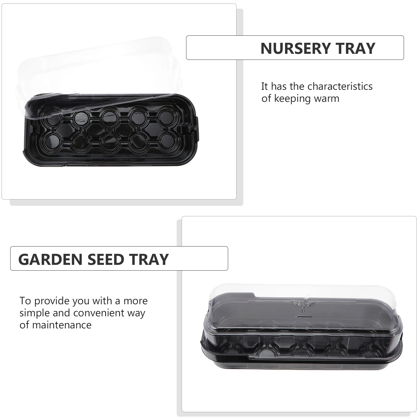

5pcs Seedling Tray Plastic Germination Box For Indoor Garden Starter Moisture Proof Warmth Retaining Nursery Pot Propagator