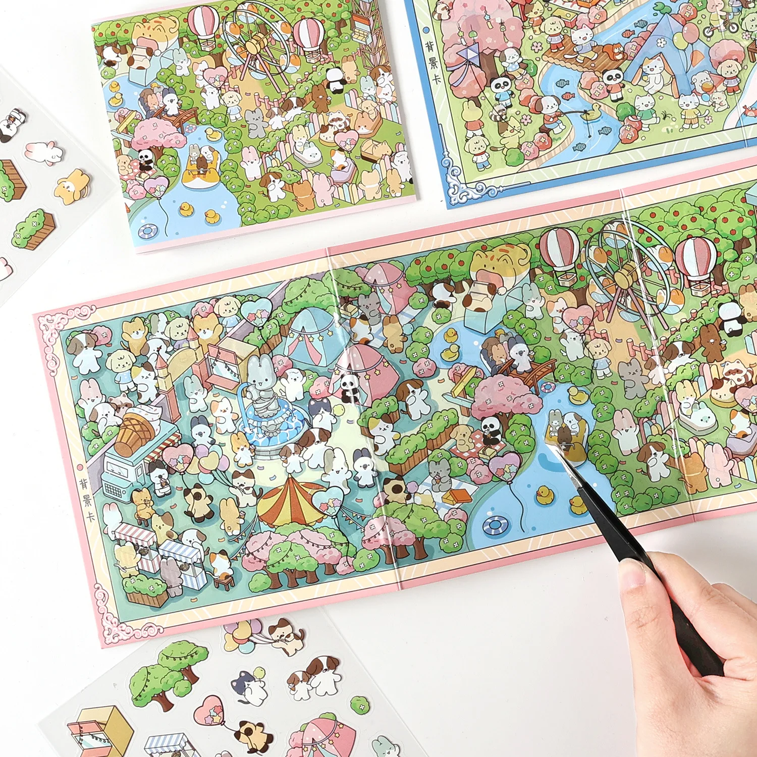 

Kawaii Four Seasons Town 3D Century Park Пейзажная наклейка DIY Карманная кабина Сцена фестиваль подарок ﻿