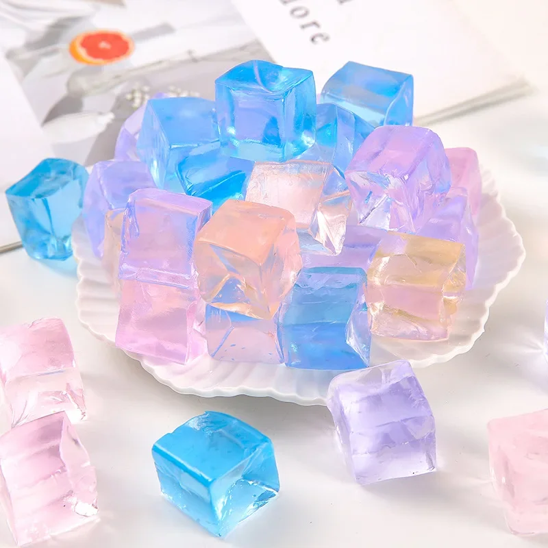 14 Pcs Mini Ice Cube Stress Relief Toys Release Stress Transparent Small Ice Block Pinch Children Squeezing Toy Birthday Gifts
