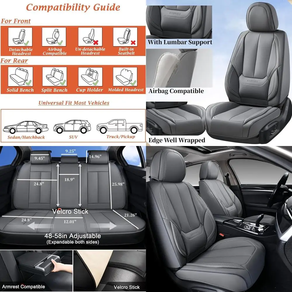 

Полный комплект чехлов на автомобильные сиденья, чехлы на сиденья для автомобилей, серая водонепроницаемая защита для автомобильных сидений, кожаная подушка для автомобильного сиденья Nappa, чехол для автомобильного сиденья