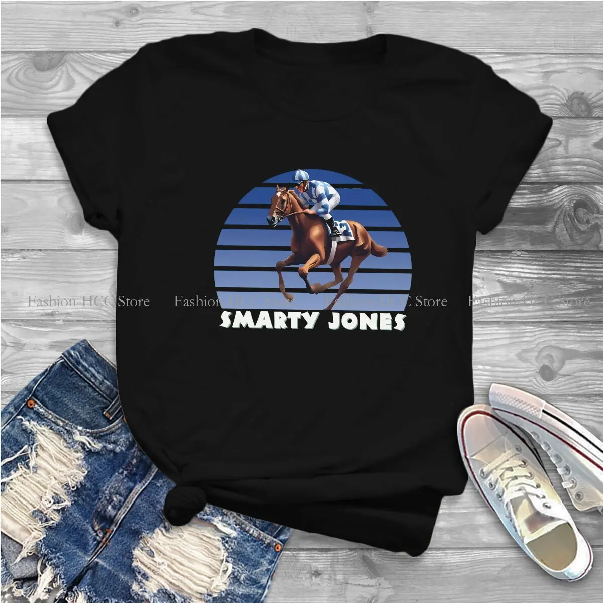 Horse Racing Sports Polyester TShirt for Women Classic Soft Summer Tee T Shirt Novelty Trendy