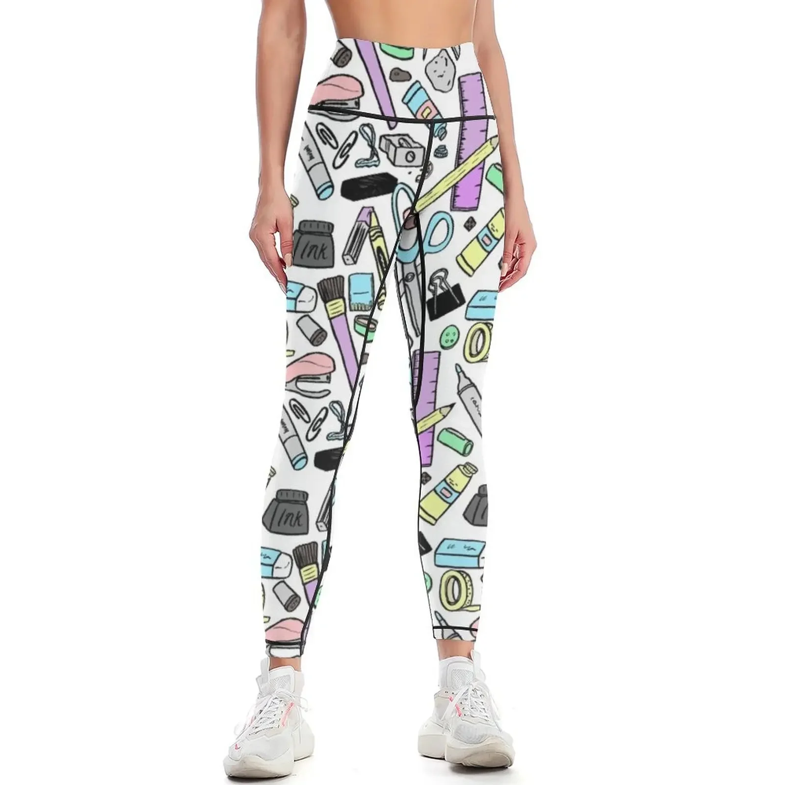 

Art Supplies Pattern Leggings sports woman gym Sports pants for Women's high waist Leginsy push up Womens Leggings