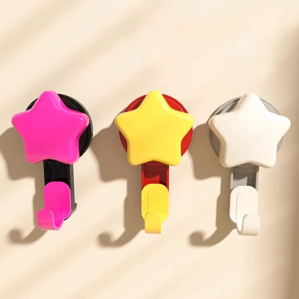 

5pcs Strong Weight Capacity Star-shaped Adhesive Hooks No Drilling Required Adorable Design Wall Mounted Hook Suction Cup