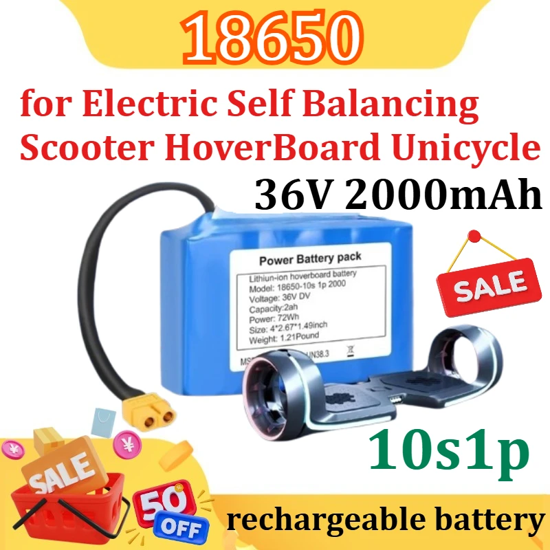 

18650 36V 2000mAh 10s1p Battery Packs Rechargeable Lithium Ion Battery for Electric Self Balancing Scooter HoverBoard Unicycle