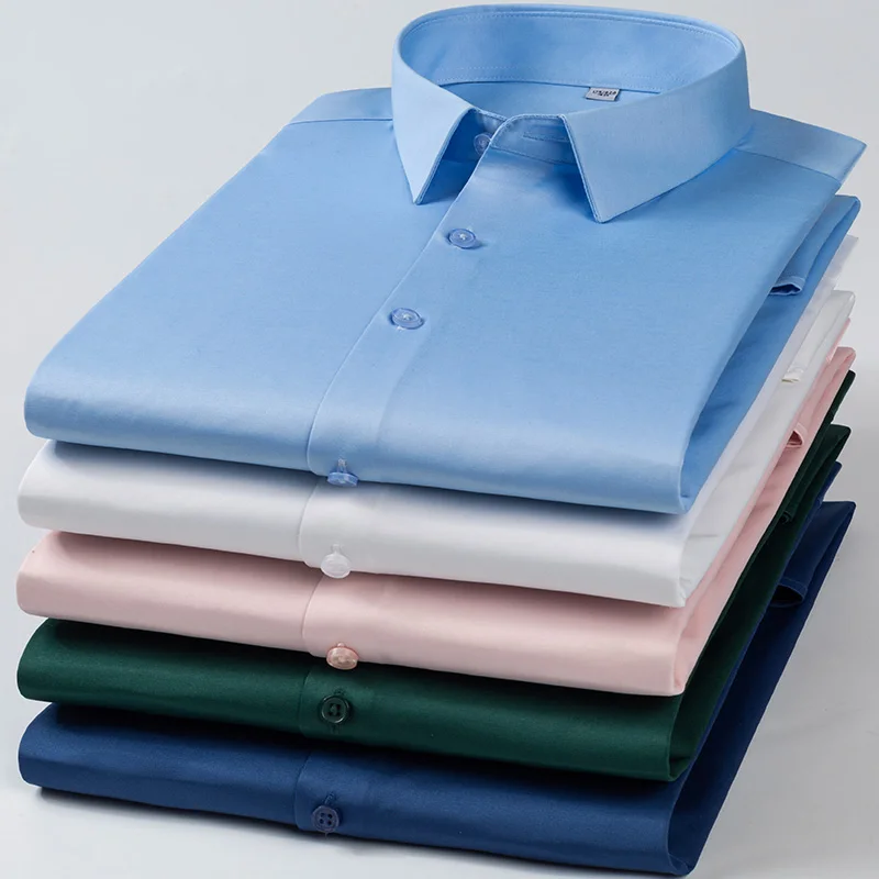 

Men's long-sleeved shirt, seamless, non-stretch, anti-wrinkle, suitable for business and casual wear, trendy and simple design